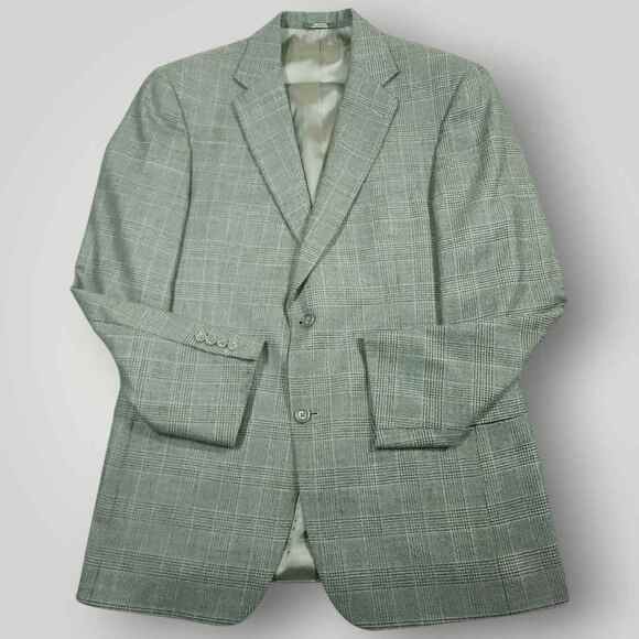 Hart Schaffner Marx Blazer Sport Coat Mens 40R Vtg Classic Fit Wool Glen Plaid - Picture 1 of 10